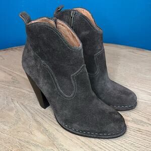 Frye Madeline Short Heeled Western Boots Dark Gray Suede Women’s Size 7.5